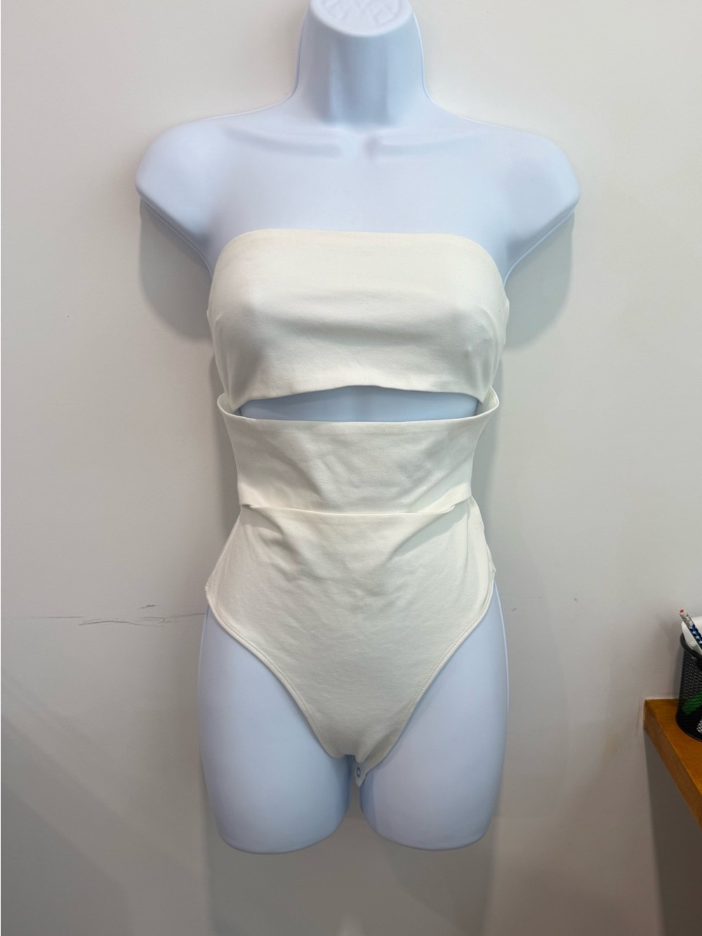Brand New Forever 21 Cream Strapless Cutout Bodysuit